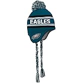 NFL Kids Youth 8-20 Team Color Primary Logo Jacquard Tassel Cold Weather Football Pom Beanie Knit Hat One Size