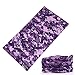 Zupoo Headbands 16-in-1Multifunctional Headband Sports Magic Scarf,Face Sun Mask,Neck Gaiter,Balaclava Headwear,Bandana,for Running,Cycling.（Camouflage-Purple）