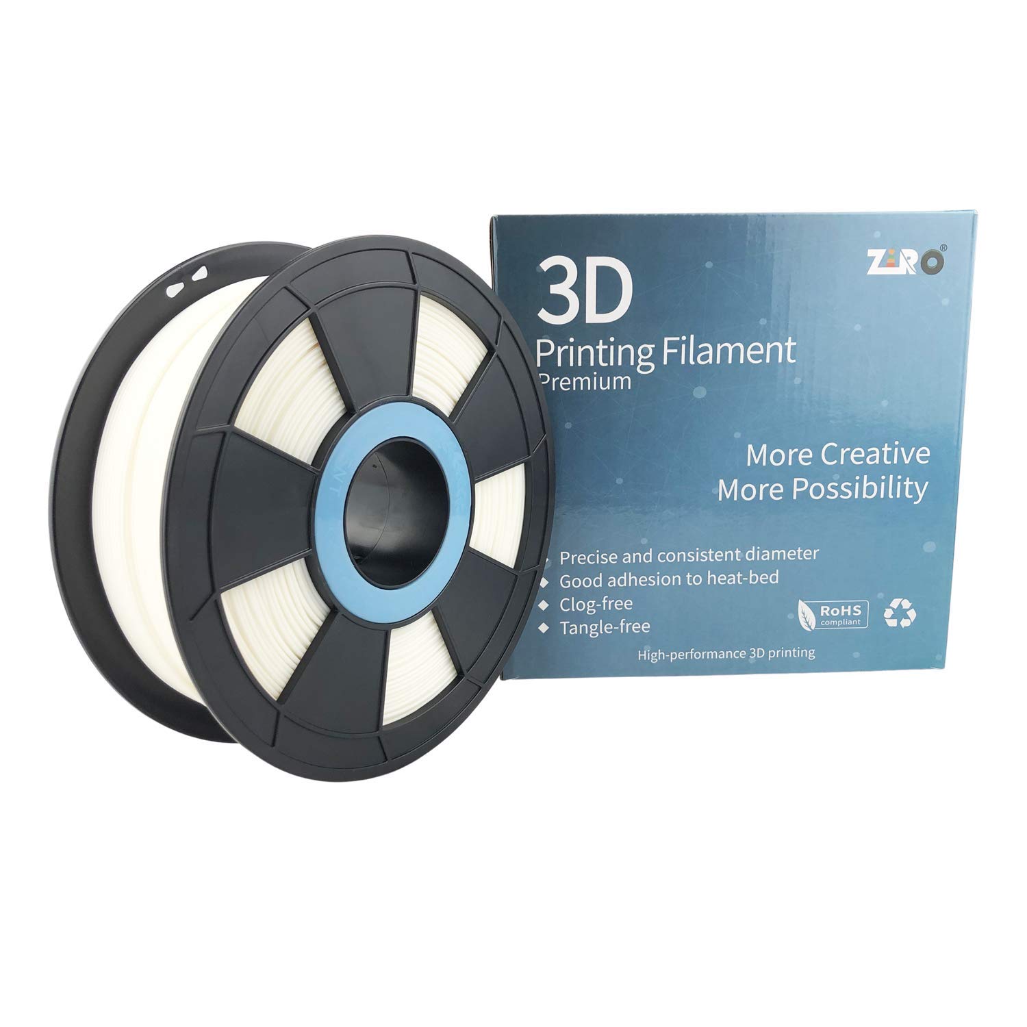 ZIRO PLA Filament 1.75mm, 3D Printer Filament PLA PRO Basic Color Series 1.75MM 1KG(2.2lbs), Dimensional Accuracy +/- 0.03mm, White - Image 5