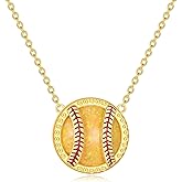 YFN Softball Necklace Sterling Silver Yellow Opal Softball Pendant Necklace Sport Jewelry Gifts for Women