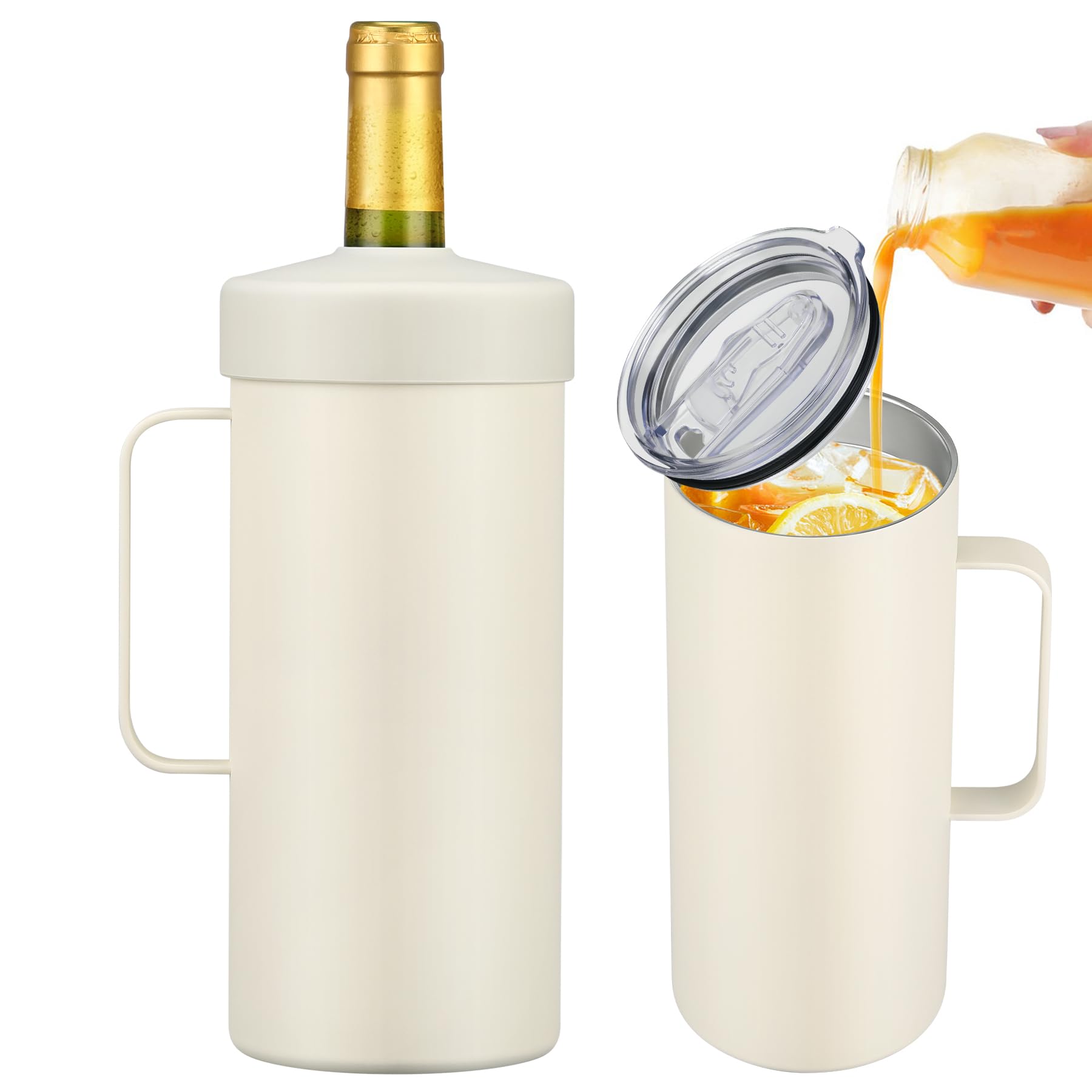 Photo 1 of 2 IN 1 Wine Chiller Single Bottle and Travel Tumbler, 42oz Stainless Steel Iceless Cooler Wine Bottle, Insulated Mug with Lid, Keep Wine Cold up to 6 Hours Fits Most Wine Bottles Gift for Wine Lovers