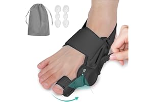 ETOURER Bunion Corrector for Women and Men Big Toe,Upgraded Press-Button Bunions Correction,Toe Straightener with Bunion Relief,Suitable for Left and Right Feet Black 1Pack-Medium