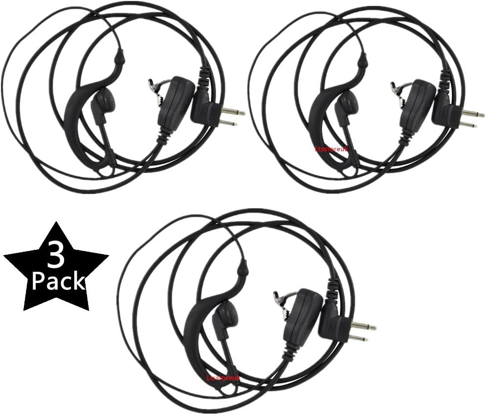 Lsgoodcare 2 Pin G Shaped Police Earpiece Headset PTT with Mic Compatible for Motorola 2 Way Radio CP040 CP200 XTNi DTR VL50 Walkie Talkie Earphone