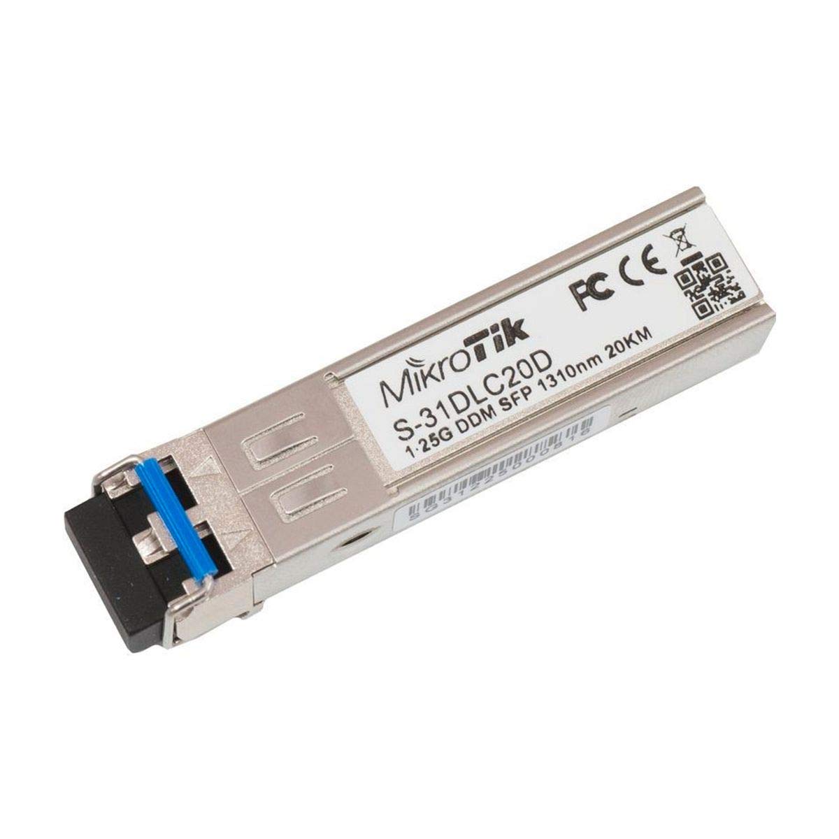 MikroTik RouterBOARD S-31DLC20D 1.25G SFP Transceiver, Dual 1310 LC Connector, for up to 20 kilometres of Single Mode Fiber Connections
