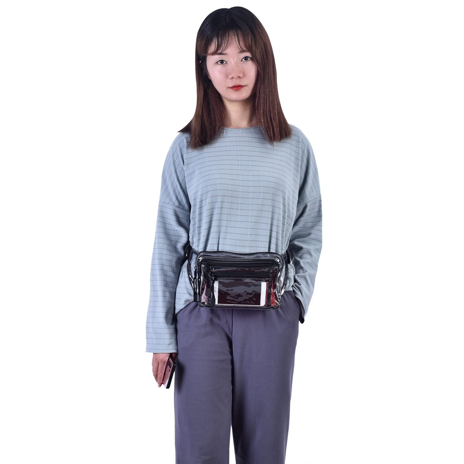 USPECLARE Clear Bag Stadium Approved Large Clear Fanny Pack for Women for Work,Multi-purpose Waist Bag for Travel & Sporting Event