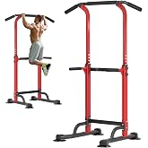 soges Power Tower Pull Up Bar Station, Free Standing Pull Up Rack Dip Station for Home Gym, Height Adjustable Home Strength Training Fitness Workout Equipment