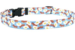Yellow Dog Design Standard Easy-Snap Pet Collar, Bacon & Eggs, Small 10" - 14"
