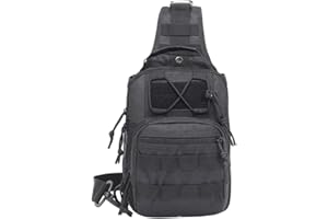 Tactical Sling Bag, Durable Nylon Crossbody Backpack with Molle System & Multiple Pockets for Outdoor Activities, Hiking