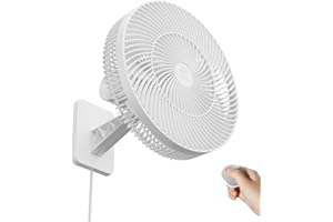 LEMOISTAR 12" Wall Mounted Fan with Remote Control, 90° Oscillating, 4 Speeds Timer and Adjustable Tilt, 8.2ft Cord, Quiet, Ideal for Home, Bedroom, Gym, Garage, RV, Office-White