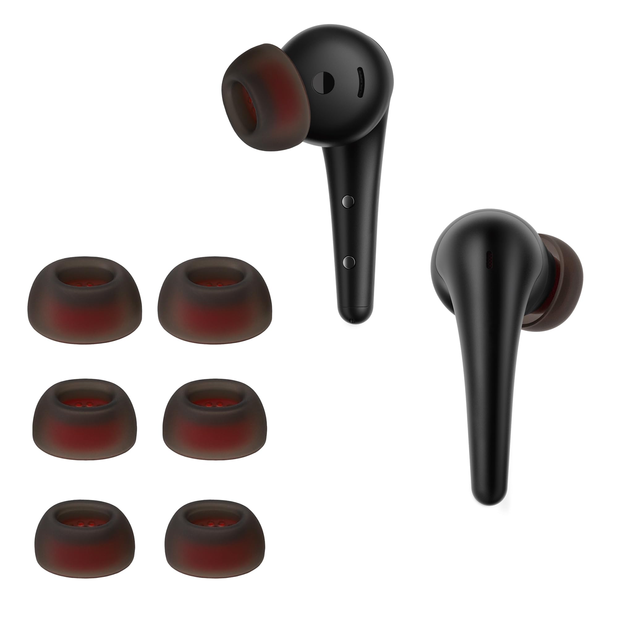 kwmobile 6x Replacement Ear Tips Compatible with 1More Aero - Silicone Tips for Earphones - Black