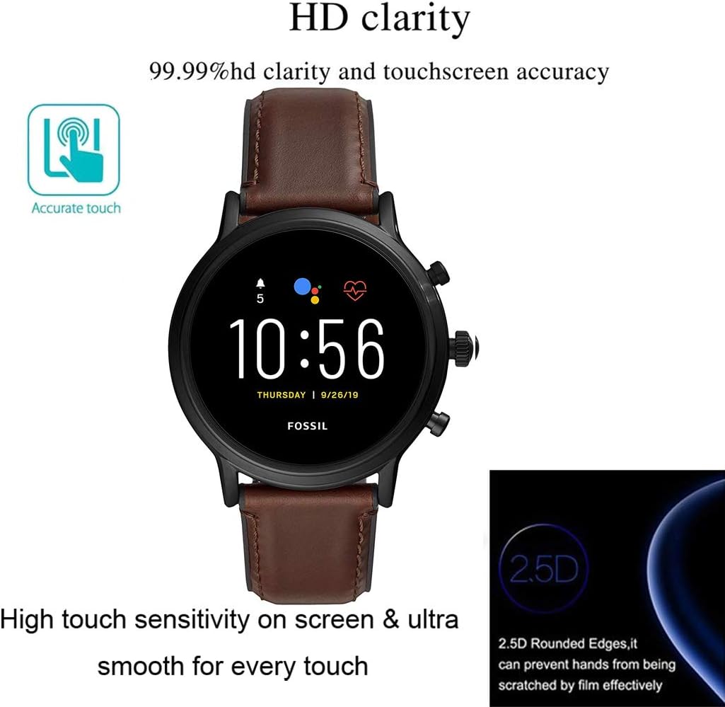 Youniker 4 Pack Compatible with Fossil Gen 5 Carlyle Screen Protector Tempered Glass for Fossil Men Gen 5 Carlyle HR Smartwatch Screen Protectors Cover 9H 0.3MM Anti-Scratch No Bubble - Image 4