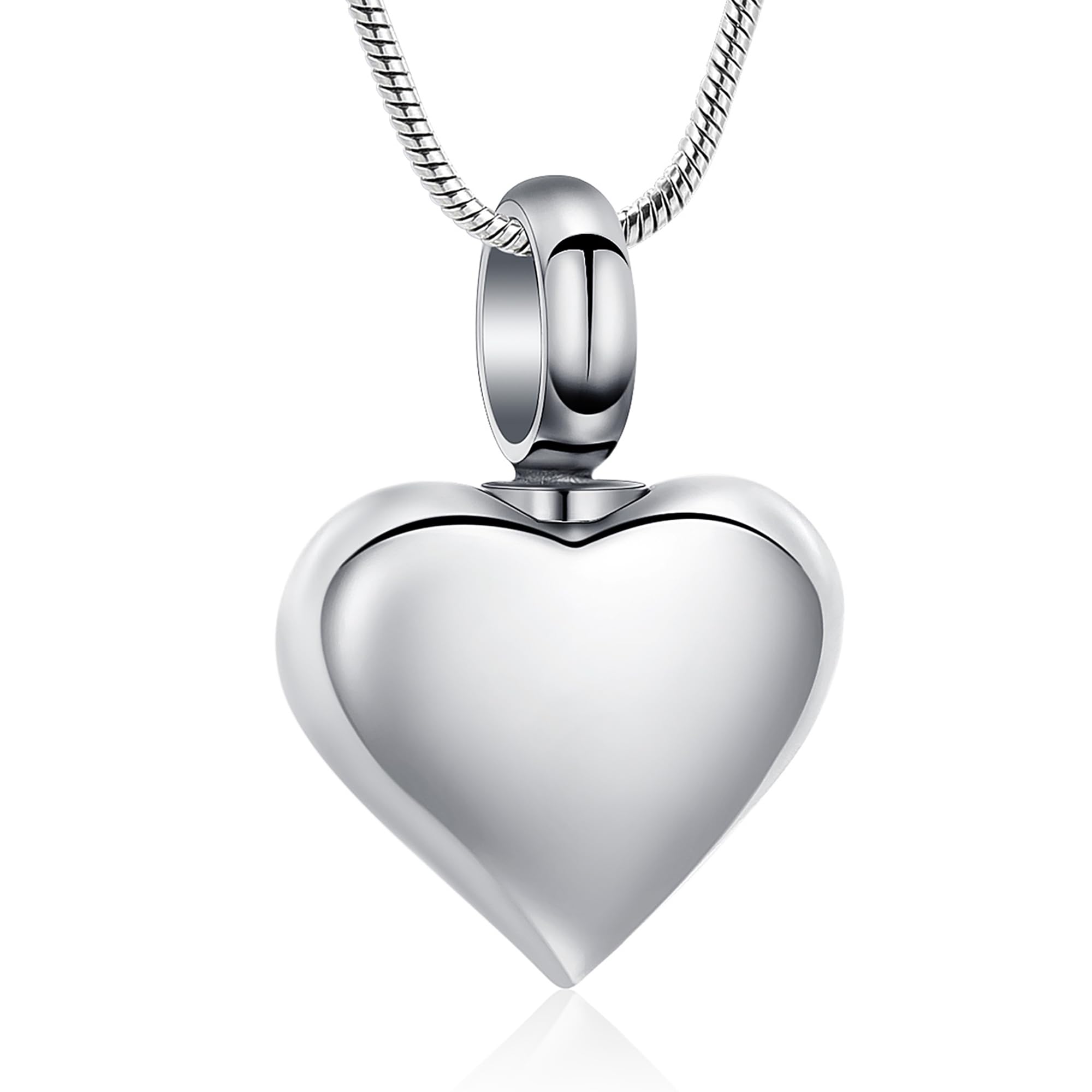 VCCWYQK Mini Heart Cremation Urn Necklace for Ashes Stainless Steel Memorial Ashes Pendant Keepsake Jewelry for Women Men (1-A)