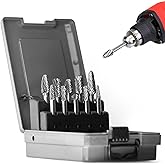 Carbide Rotary Burr Set 1/4'' Shank, 10PCS 1/4 Die Grinder Bits Double Cut Grinding Tool for Metal Wood Jade Carving Engravin