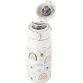 GOPPUS 12 oz Kids Water Bottle - Stainless Steel Insulated Water Bottle, BPA Free, Odorless, Durable and Reusable for School, Sports and Outdoor Activities(White Bear)