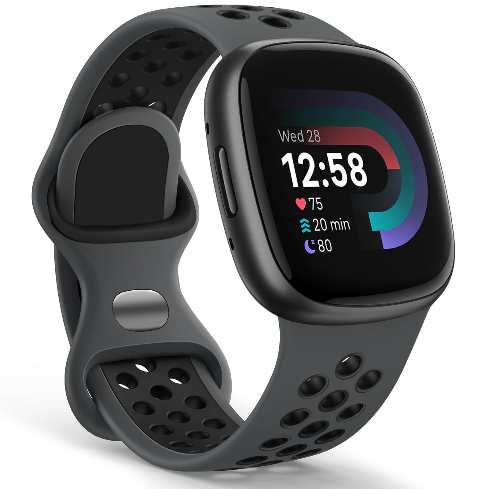 Yoohoo Silicone Bands Compatible with Fitbit Versa 3 Straps/Versa 4 Strap/Sense Strap/Sense 2 Straps for Women Men,Sport Breathable Soft Wristband Replacement for Fitbit Watch,Small