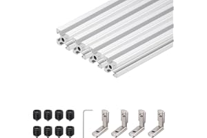 QNK 4pcs 400mm(15.75 ") Silver T Slot 2020 Aluminum Extrusion European Standard Anodized Linear Rail for 3D Printer Parts and CNC DIY L-Shape Interior Inside Corner Connector Joint Bracket with Screws