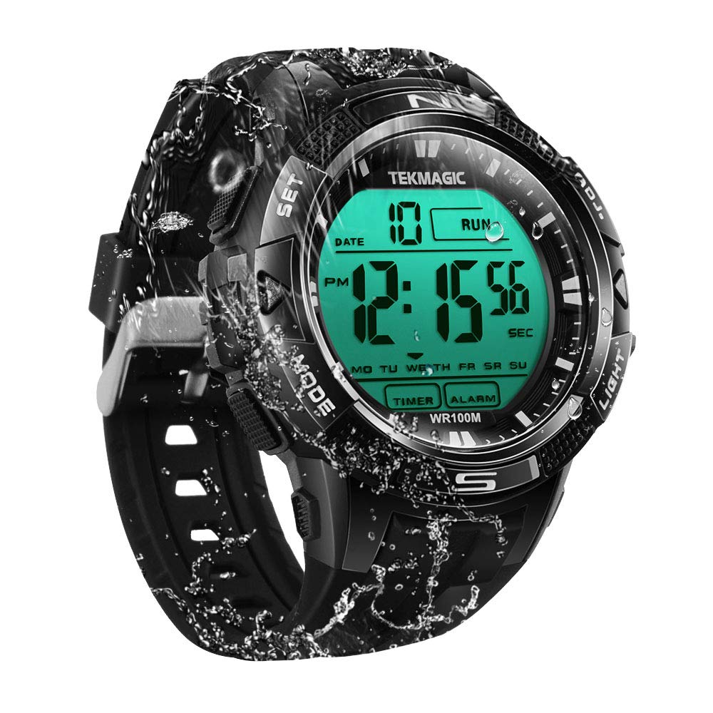 100M Waterproof Digital Swimming Watch with Alarm Stopwatch Support Dual Time Zone Display Countdown Timer 12/24 Hour Format