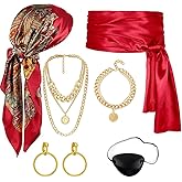 SVMVVGW 7pcs Women Pirate Costume Accessories for Men Pirate Head Scarf Necklace Belt Dress Accessories Renaissance