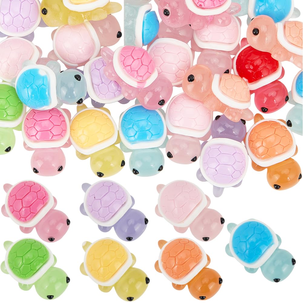 SUNNYCLUE 30Pcs Miniature Turtles Mini Glow in The Dark Figurines Resin Luminous Summer Sea Ocean Animals Tortoise Decor Figurine for Party Dollhouse Fairy Garden Micro Landscape DIY Crafts Supplies