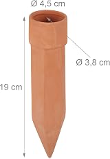 Relaxdays Clay Watering Cones Set of 4, 1.5L Irrigation Kit Terracotta view 4