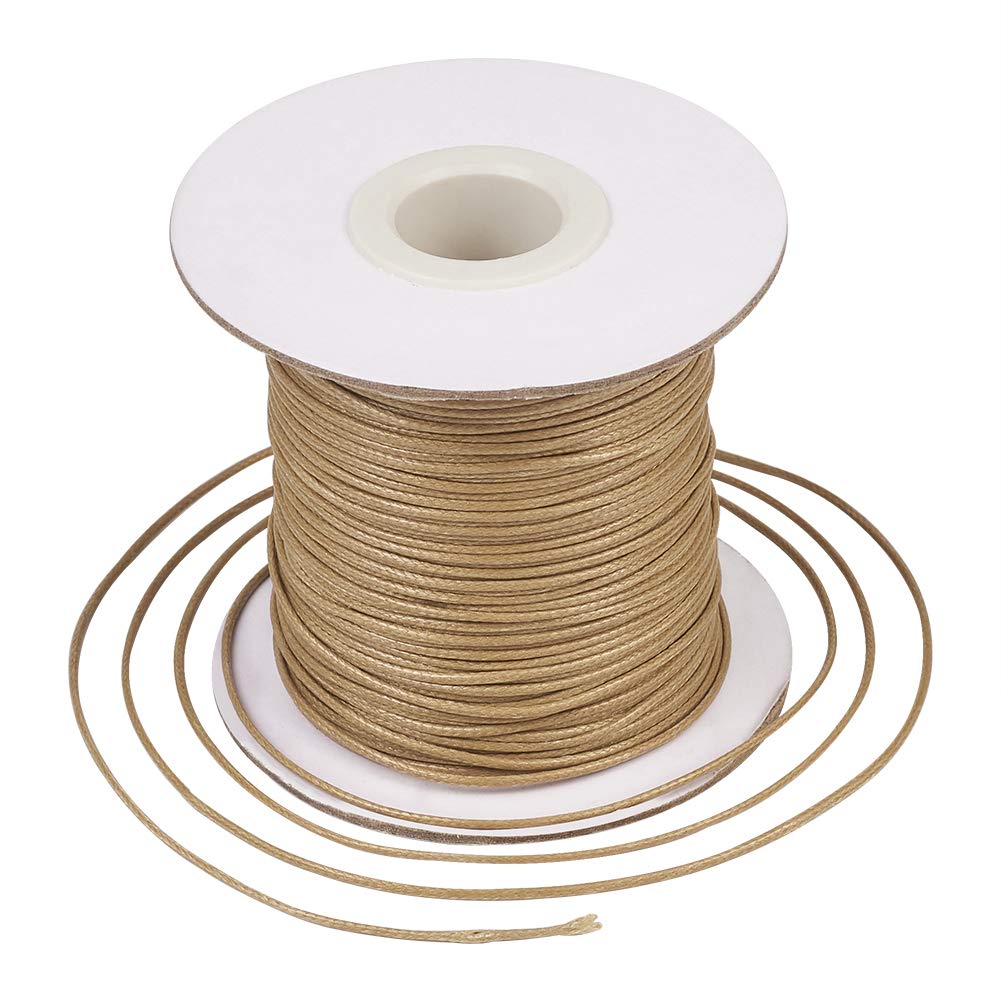 Craftdady 85Yards/Roll 1mm Korean Waxed Polyester Cord for Kumihimo Braiding Disc Jewelry Making, Knotds Making, Tan