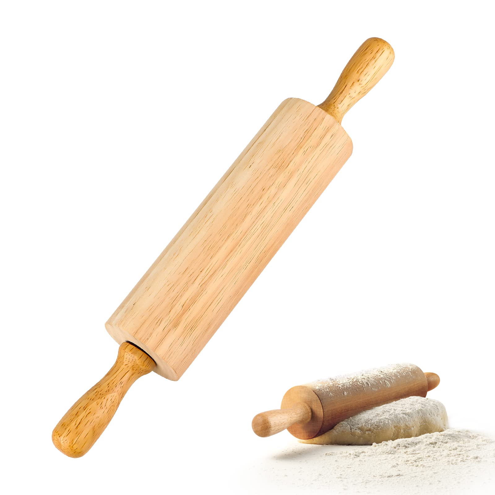 Beech Wood Baking Roll - Rotating Centre Rolling Pin for Cooking and Baking