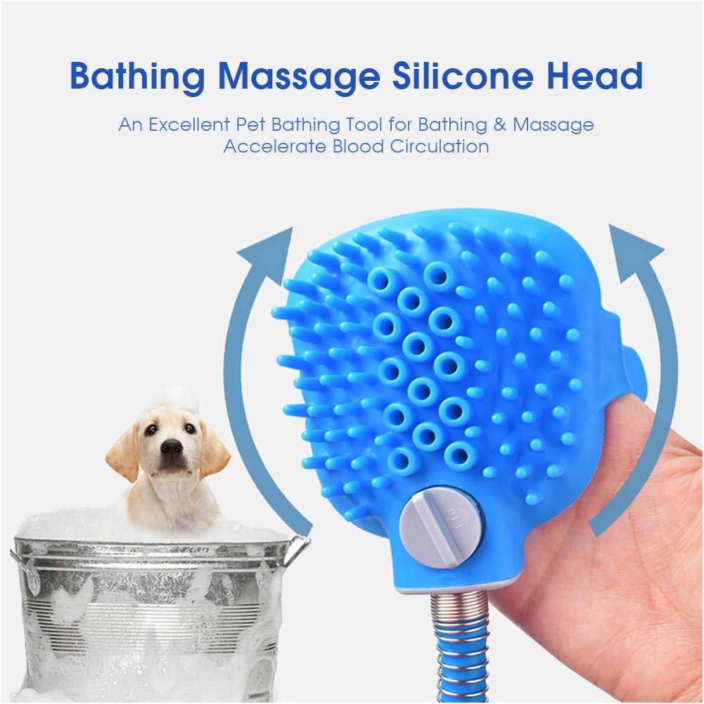 EDUPLINK Pet Bathing Dog Shower Sprayer & Scrubber in-One Dog Shower Wand with Hose Dog Sink Sprayer Dog Cat Horse Grooming Massage Shower Bath Tub & Outdoor Garden Hose