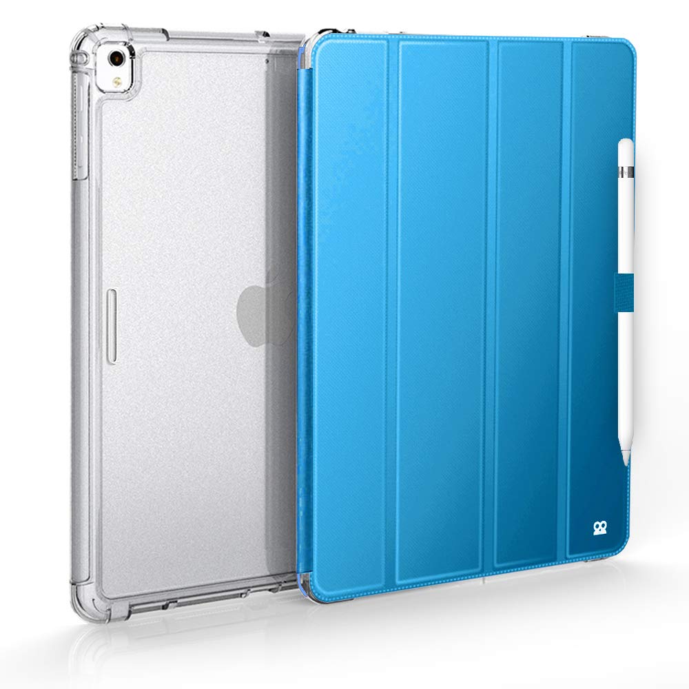 Case for iPad 10.2 Inch 2019 (7th Gen) - Shockproof Cover + Smart Cover, Triple Folding Stand - Shockproof Protective Cover with Automatic Sleep/Wake + Pencil Holder + Removable Front Cover - Blue