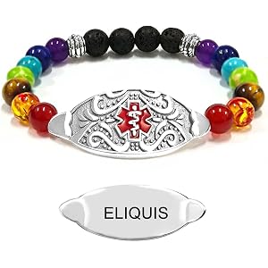COMTRUDE Medical Alert Bracelet For Women Men Natural 7 Chakra Crystal Stones Tiger Eye Bead Bracelet Personalized Custom Med
