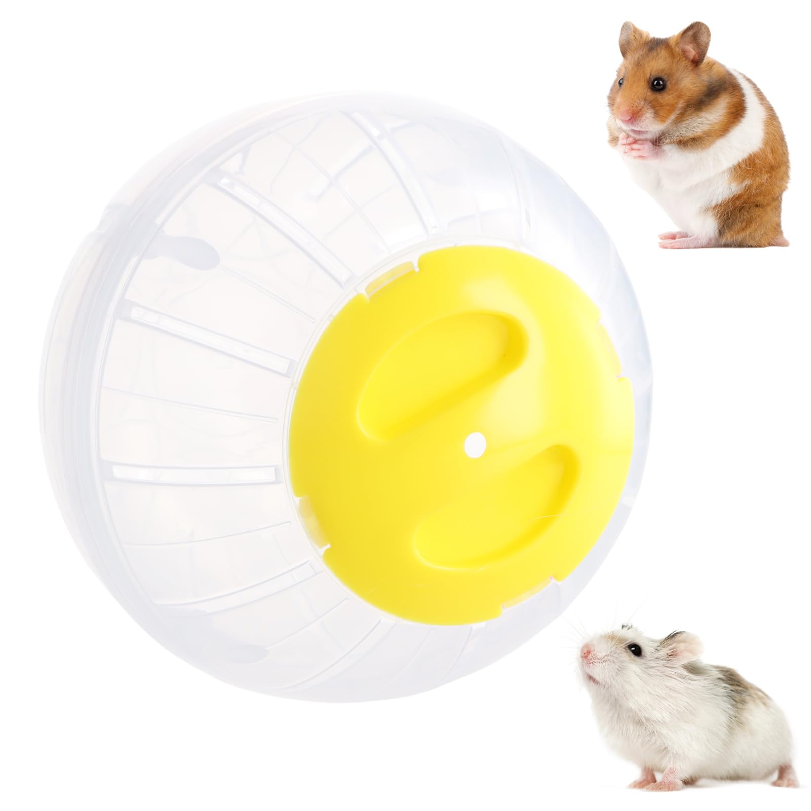 Transparent Exercise Ball - 14.5cm Hamster Ball for Small Pets, Plastic Activity Toy for Dwarf Hamsters, Gerbil, Mice Animals (Yellow)