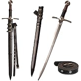 Handmade Cast Sharp Blade Medieval Sword, Full Tang, with Leather Protective Cover,Real Metal Sword for Collection Gift