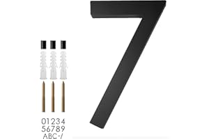 roslyong 5 Inch Floating House Number, Modern Outdoor Address Sign, Acrylic Solid Address Numbers with Nail Kit, Black Number 7