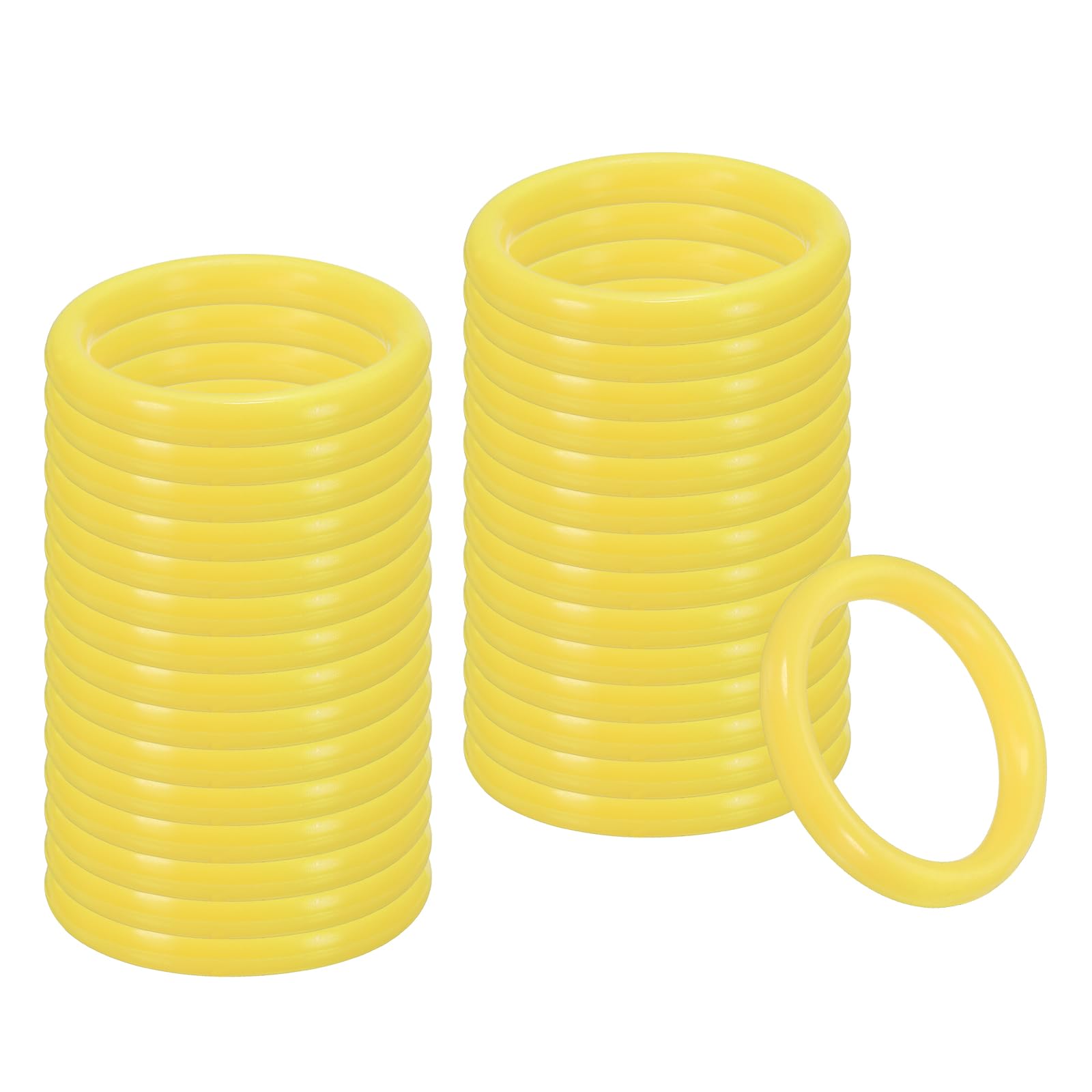 PATIKIL 2 Inch Plastic Ring-Toss Rings for Bottles, 30 Pack Carnival Rings Plastic Hoops for Speed and Agility Practice Outdoor Party Favor, Yellow