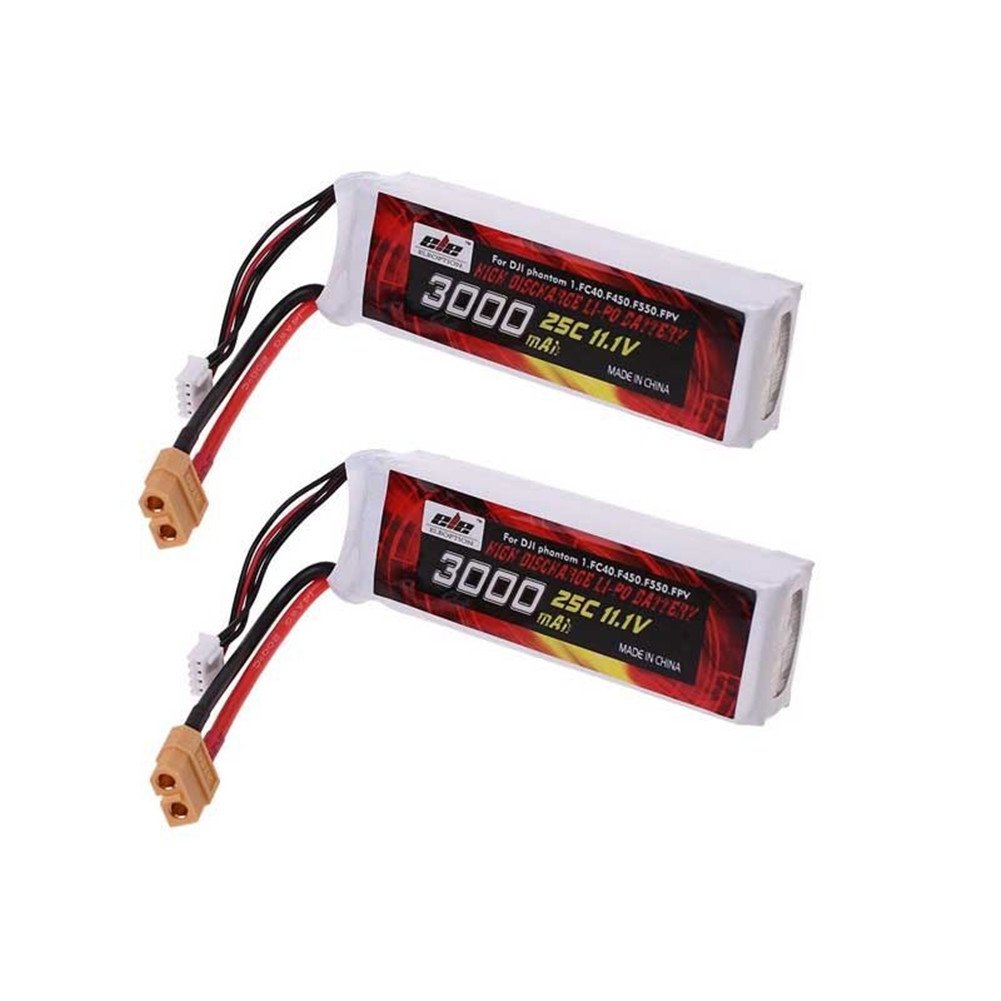 2 x LiPo Batteries for DJI Phantom 1 CX-20 FC40 Quadcopter, 3000 mAh 11.1 V, 3S 25C
