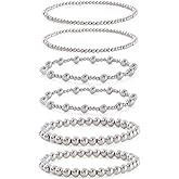 Z ZACHÉ Gold Silver Bracelets for Women,Stackable Bead Ball Bracelets 14K Gold Plated Beaded Bracelet Adjustable Elastic Jewelry