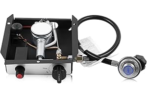 COMVIEE 3 Bolts Holes Square Patio Heater Burner Control Box Assembly Replacement Parts with Requlator Valve & Hose, 47,000 BTU, Fit for 4-Sided Glass Tube Pyramid Outdoor Heater as Hiland, Fire Sense, etc