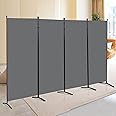 CHOSENM 4 Panel Folding Privacy Screens, 6 FT Tall Wall Divider with Metal Frame, Freestanding Room Divider for Office Bedroom Study (4 Panel, Grey)