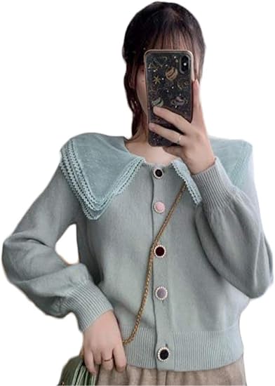 Amazon ンーセンー ニットカーディガン トップス レディース コーディネート セーター かわいい ファッション ボタン付き グリーン F カーディガン ボレロ 通販