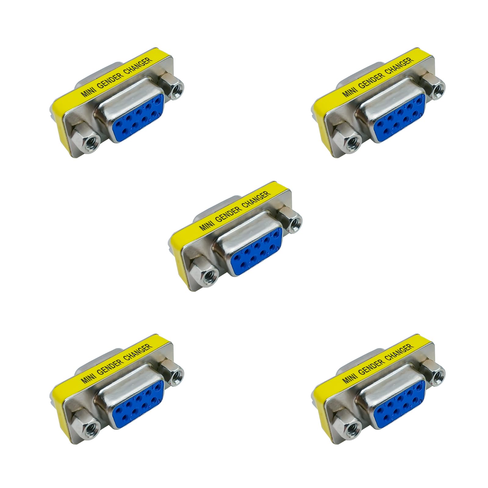 iYueMps 5pcs DB9 Gender Changer D-Sub Serial RS232 9 Pin Female to Female Adapter Gender Changer by Converter (Female to Female)
