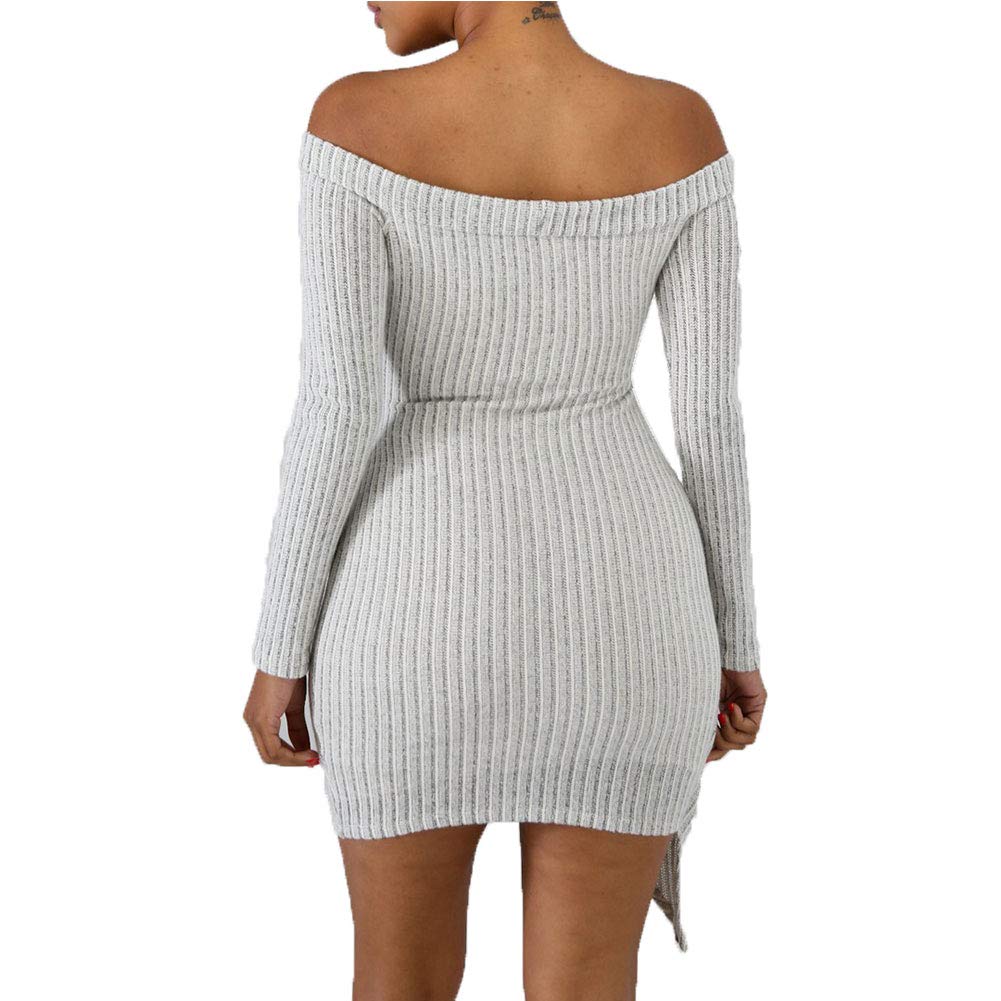 Miss-Loly Women Sexy Off Shoulder Low-Cut Backless Bandage Bodycon Clubwear Mini Club Evening Party Dress