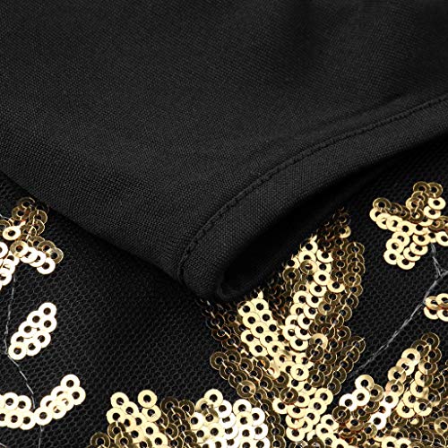 Plus Size Dresses for Women Short Sleeve Deep V Neck Sequined Splice Maxi Long Dress (XXXL, Gold)