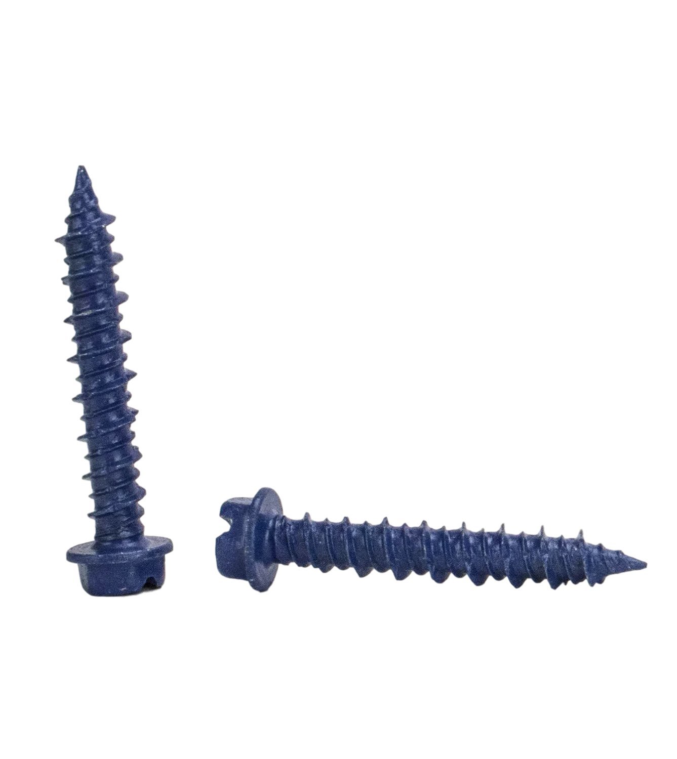 Chenango Supply Concrete Screws, 3/16 x 1-1/4 inch, 100 Pieces with Drill Bit, SCREWS, Partially Threaded, Hex Head, Self-Piercing Point, Climaseal Coating