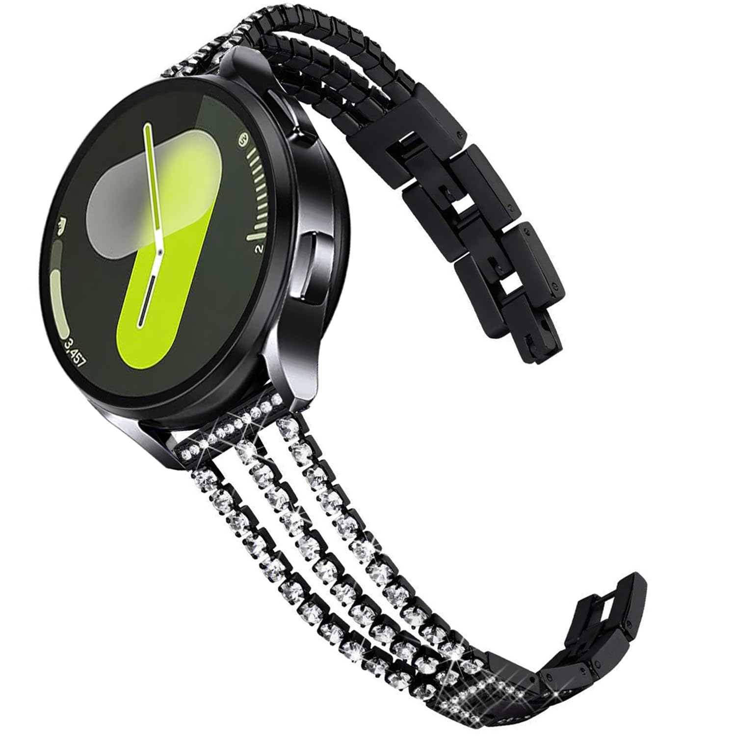 DEALELE Compatible with Samsung Galaxy Watch 7 / FE / 6/6 Classic / 5/5 Pro / 4/4 Classic / 3 41mm / Huawei GT3 / GT2 42mm, 20mm Bling Diamond Brass Metal Replacement Strap Women (Black)