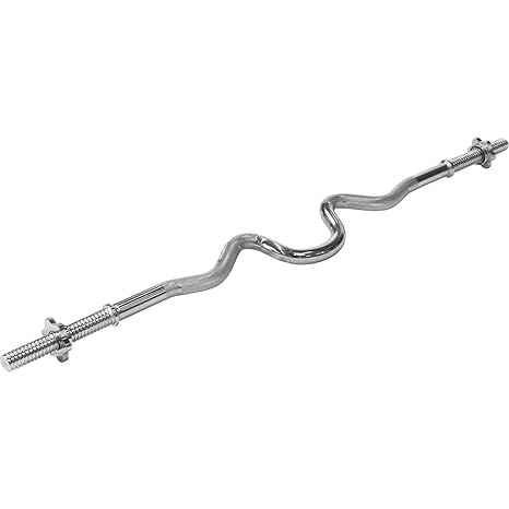 GORILLA SPORTS® Super-SZ-Curlstange 120 cm Chrom mit Sternverschlüssen in Standardnorm für Kraft-Training, Bodybuilding und F