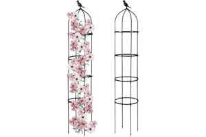 ZHUOKECE Garden Trellis for Climbing Plants, Rustproof Plant Support Trellis, Rose Bush Round Trellis for Potted Plants Climbing Vine Clematis Outdoor Indoor Garden Obelisk Trellis (Black, 2Pack 6ft)