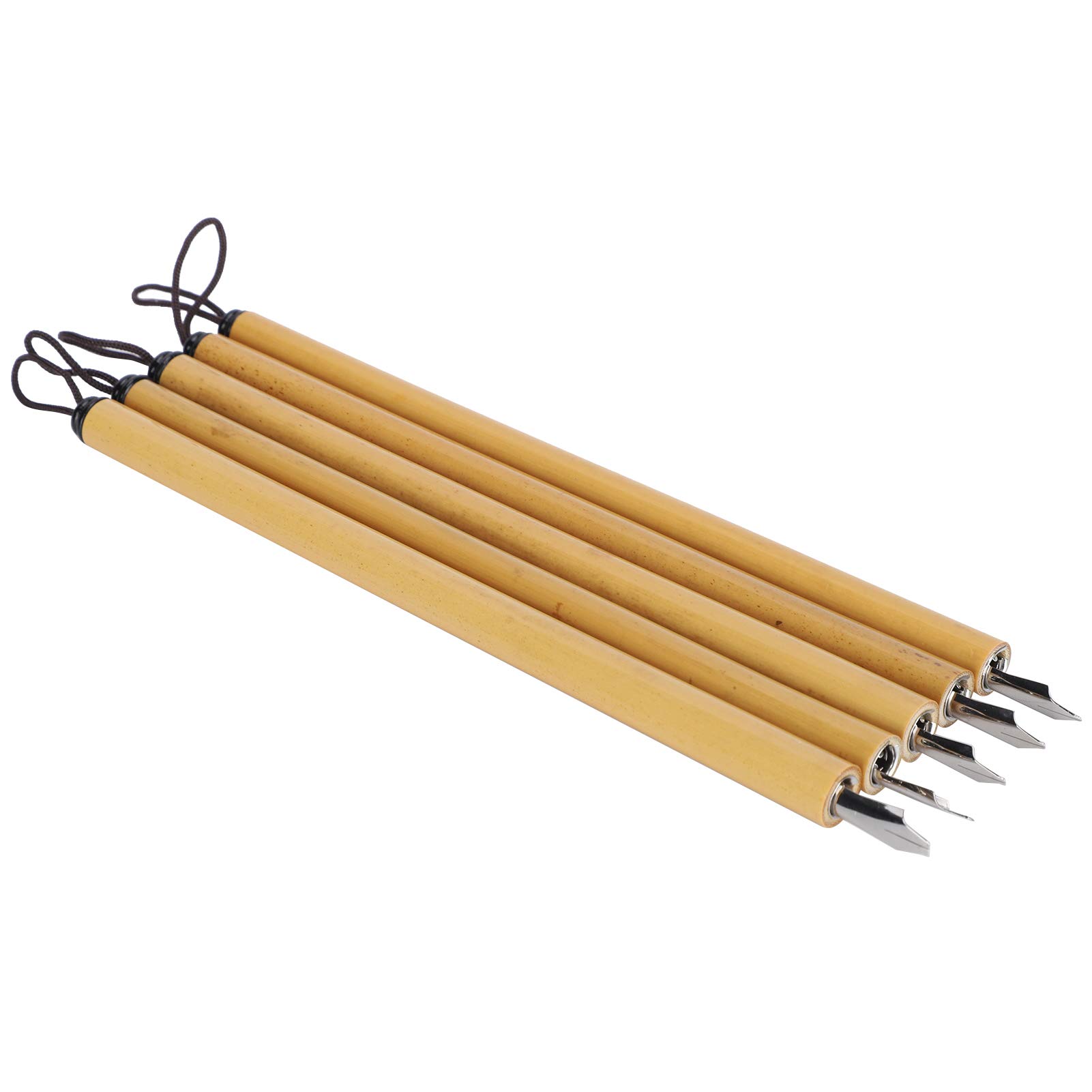 Ejoyous Calligraphy Dip Pen Ink, 5Pcs Wooden Dip Pen Illustration Dip Pen Handcrafted Manga Calligraphy Vintage Bamboo Drawing Painting Kit School Supplies (Angled nib set)