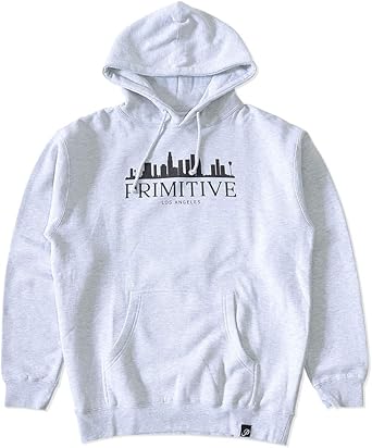 Amazon アウトレット品 Primitive プリミティブ スウェットパーカー ビル群シルエット スタンダードロゴ M Athletic Heather トレーナー パーカー 通販