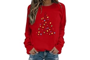 Christmas Sweatshirts for Women Funny Christmas Tree Light Sweatshirt Ugly Christmas Sweater Fleece Long Sleeve Tops