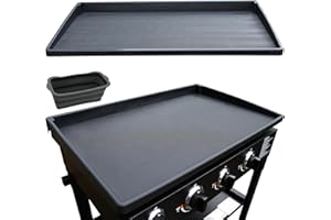 DOUEUAIN Silicone Griddle Mat with Grease Cup Liners for Blackstone 36" Griddle, High-Wall & Full-All-Encompassing Heavy Duty Food Grade Silicone Grill Buddy Mat, Protecttion Griddle from Dirt & Rust (Black)