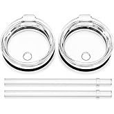 2Pack 20 oz Replacement Yeti Tumbler Straw Lid, BPA Free Splash Resistant | Tumbler Clear Lid for YETI Rambler 16 oz Pint/20 oz Stackable Cup/24/25 oz Straw Mug, Durable Reusable Cup Cover for Anywhere